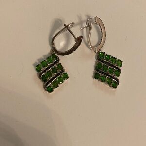 Sterling Silver Green Gemstone Earrings